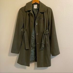 Tulle / Anthropologie Trench Coat Army Green Belted Waist Sz S